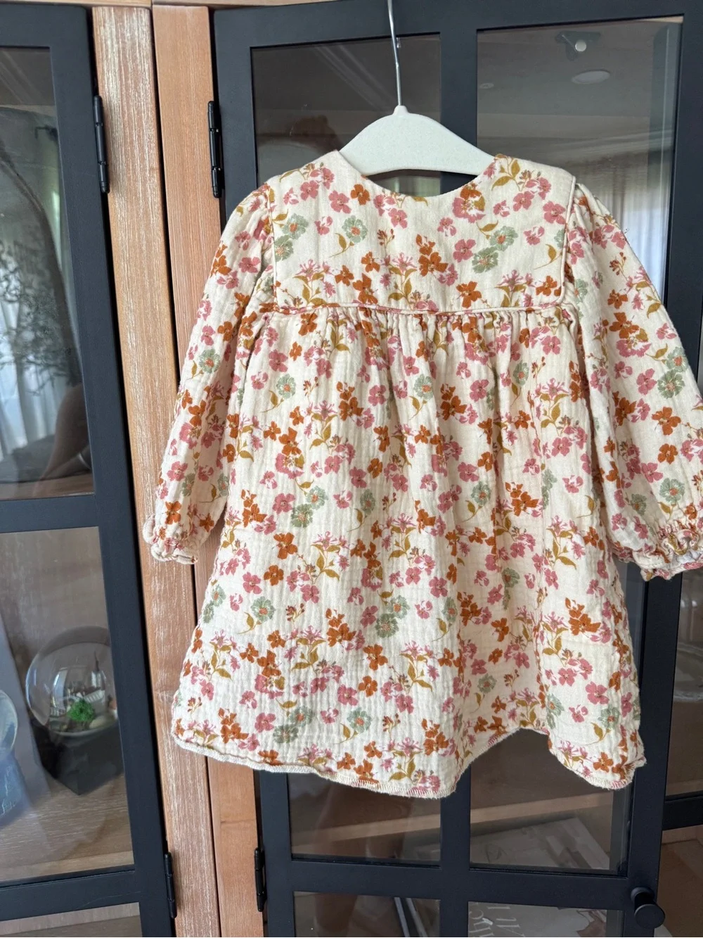 Zara Kids long sleeve dress floral baby toddler girl muslin cotton ditsy beige
